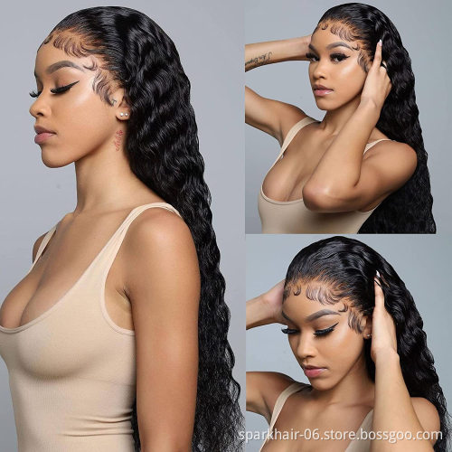 SPARK Water Wave 4x4 Lace Front Wigs Human Hair Pre Plucked 150% Density Brazilian Wet and Wavy Virgin Human Hair Wigs